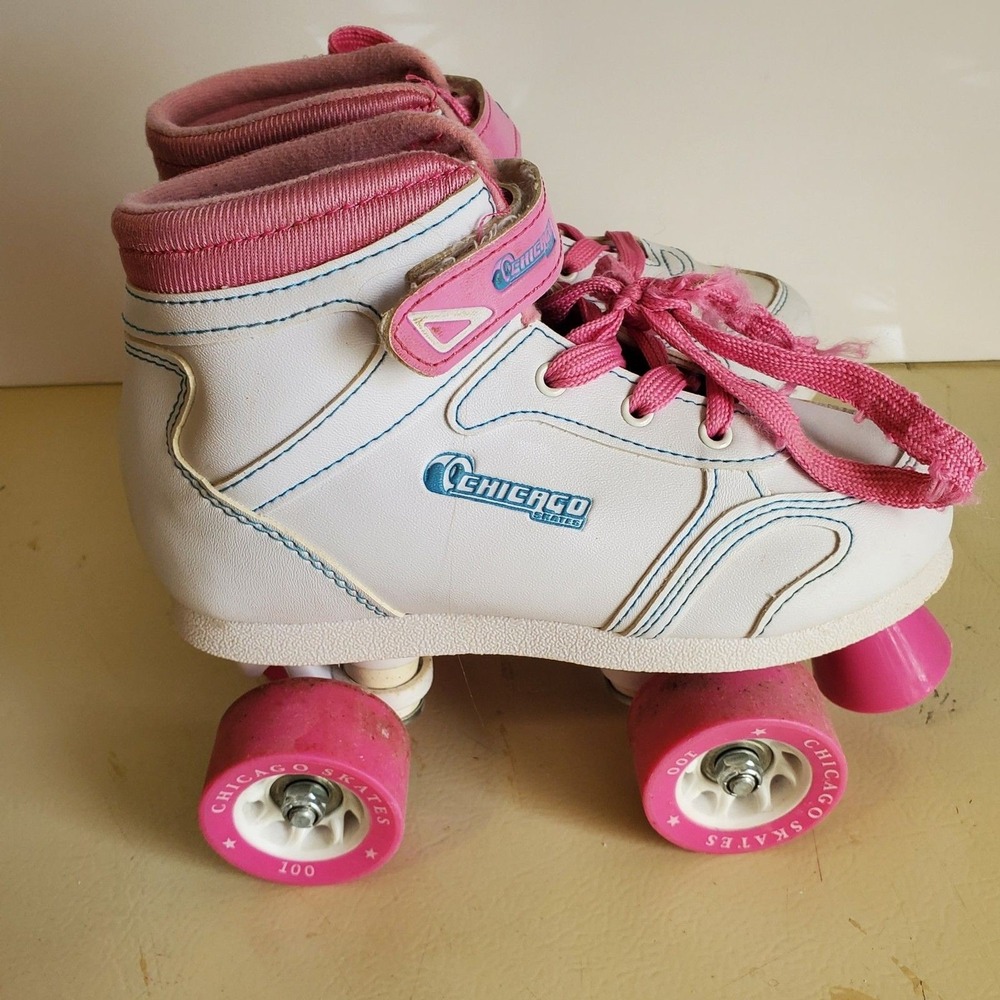 Chicago Roller Skates Girls Childrens  Size 2 White And Pink